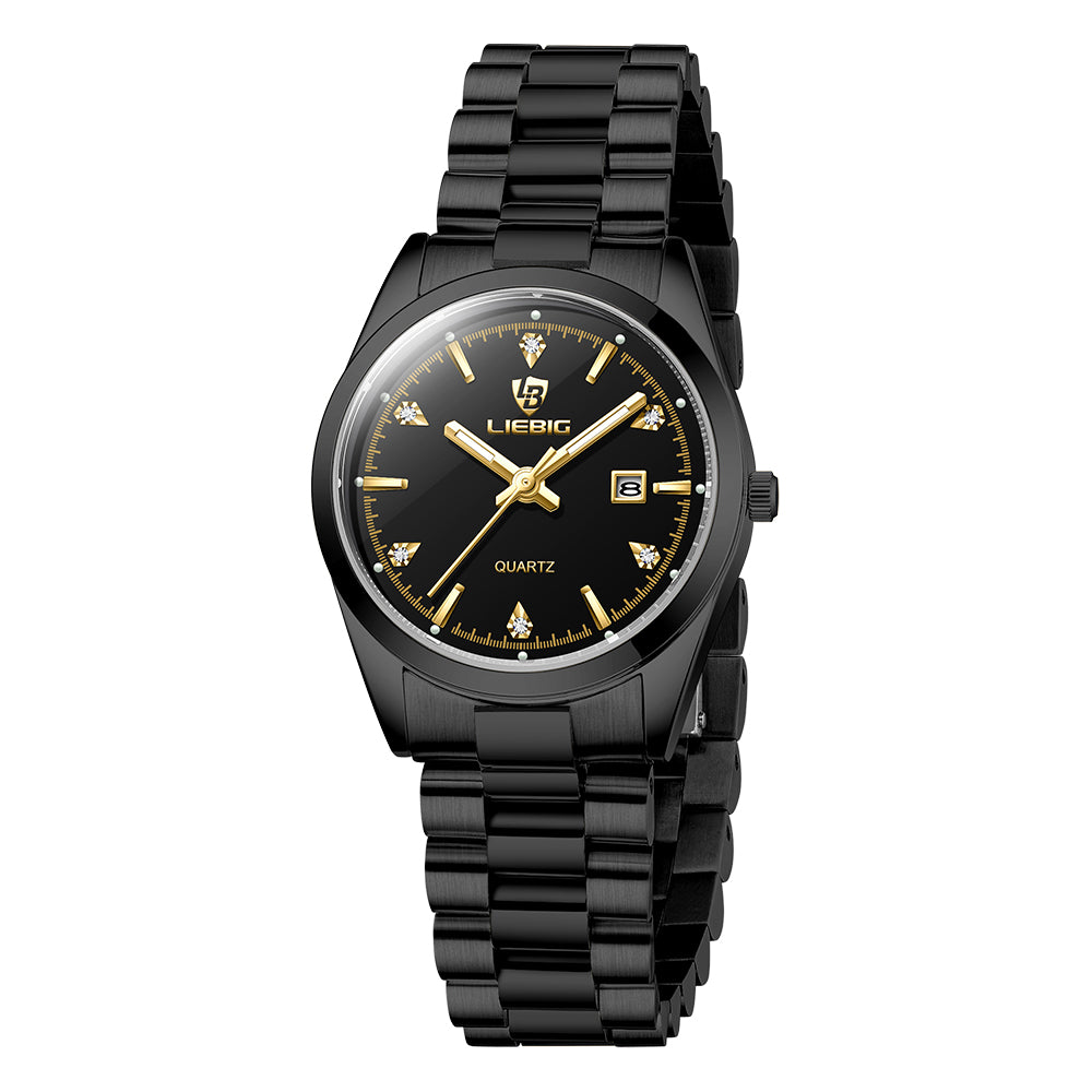 LIEBIG 8007 Women And Men Watches 3ATM Waterproof Original Fashion Stainless Steel Date Luminous Luxury Business Lady Caual Quartz Watch