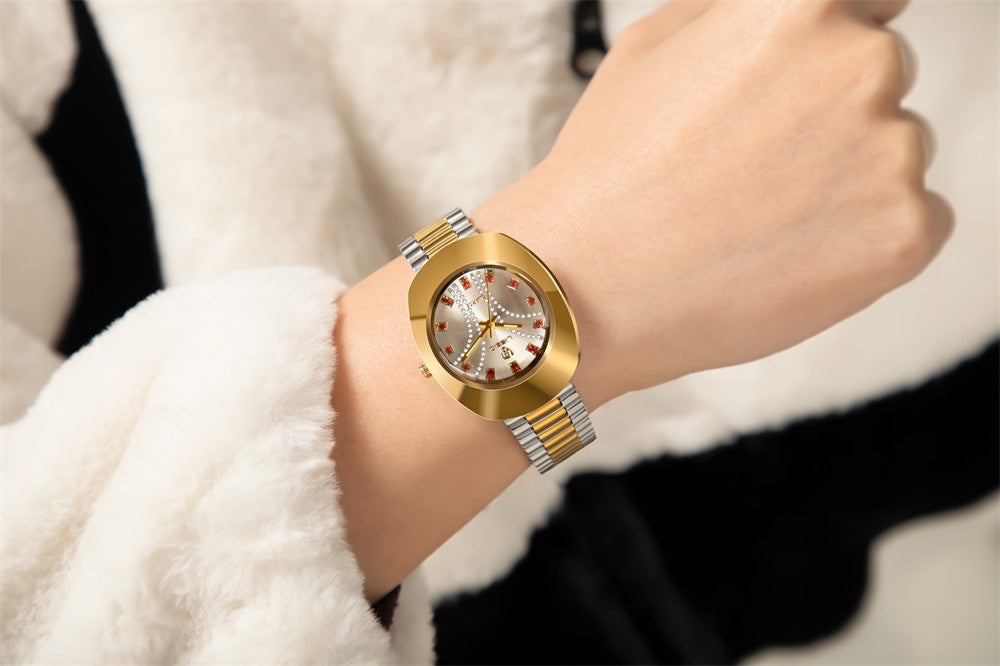 LIEBIG Watch For Women Water Proof Elegant Luxurious Mirror Stainless Steel Gold Steel Strap Couple Wrist Watch L1021