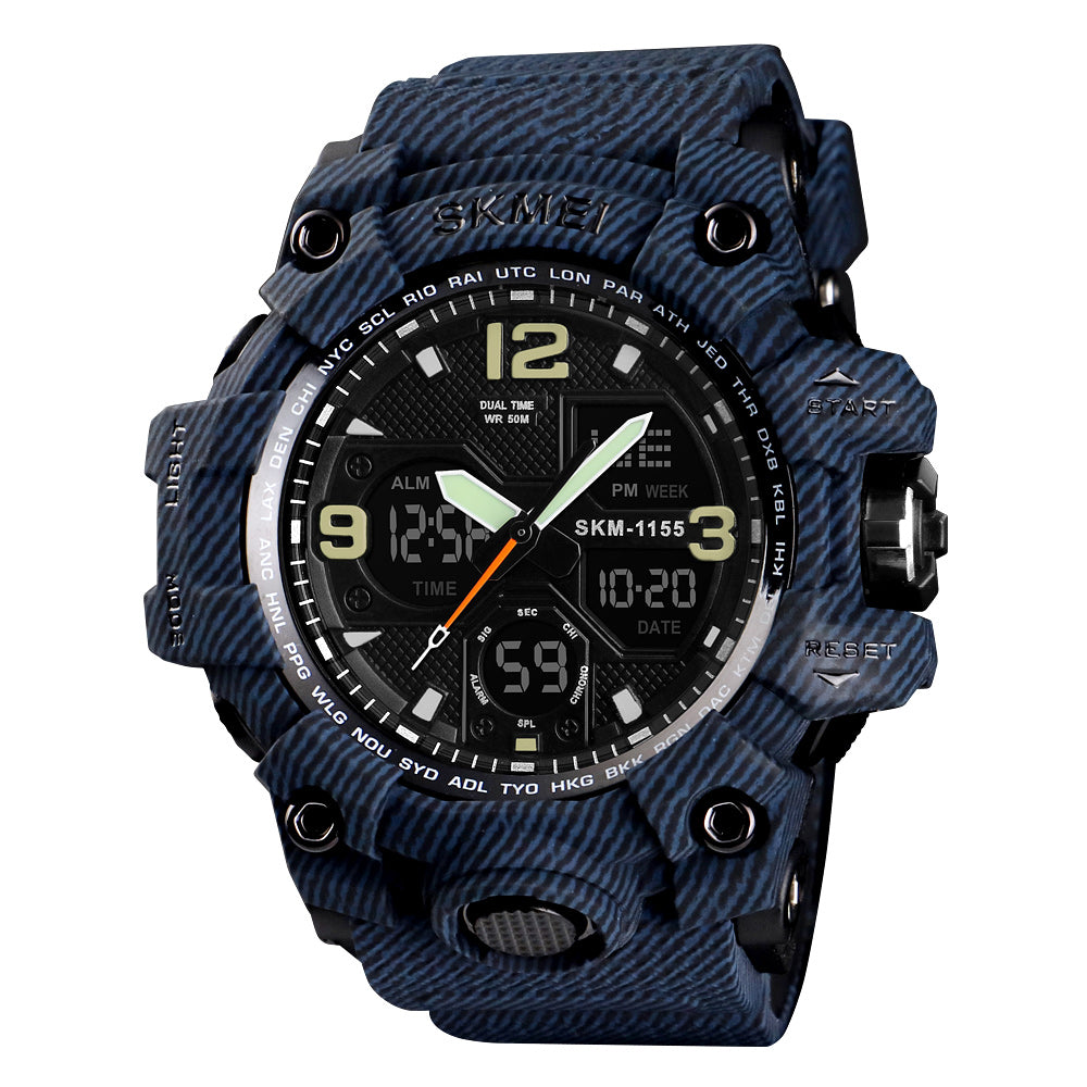 SKMEI 1155B Men Sports Watch Digital Chronograph Waterproof Dual Display Alarm Watch