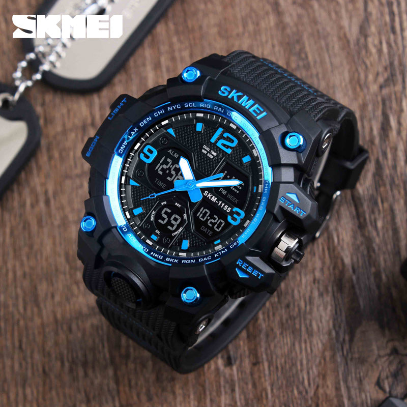 SKMEI 1155B Men Sports Watch Digital Chronograph Waterproof Dual Display Alarm Watch