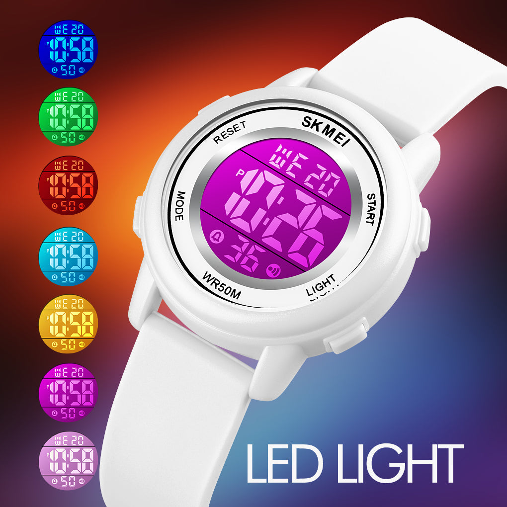 SKMEI 1721 Teen Student Colorful LED Flash Light Boys Fashion Watch Girl Digital Sport Stopwatch Alarm 50m Waterproof Watch