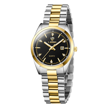 LIEBIG 8007 Women And Men Watches 3ATM Waterproof Original Fashion Stainless Steel Date Luminous Luxury Business Lady Caual Quartz Watch