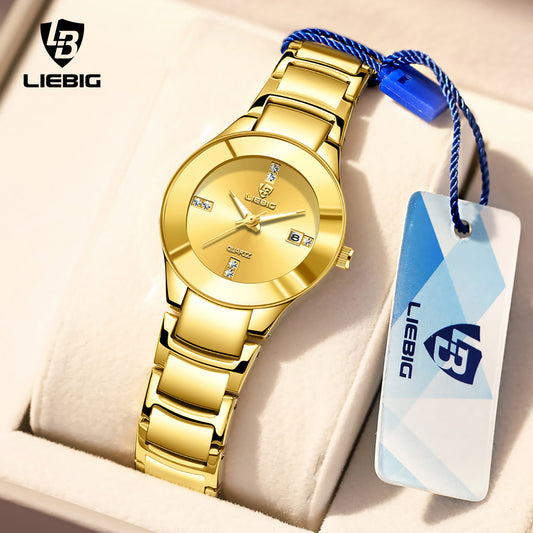 LIEBIG L1034 Waterproof Quartz Man Watch Original Relo Sliver With Box Business Calendar Steel Belt