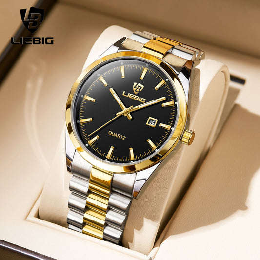 LIEBIG 8007 Women And Men Watches 3ATM Waterproof Original Fashion Stainless Steel Date Luminous Luxury Business Lady Caual Quartz Watch