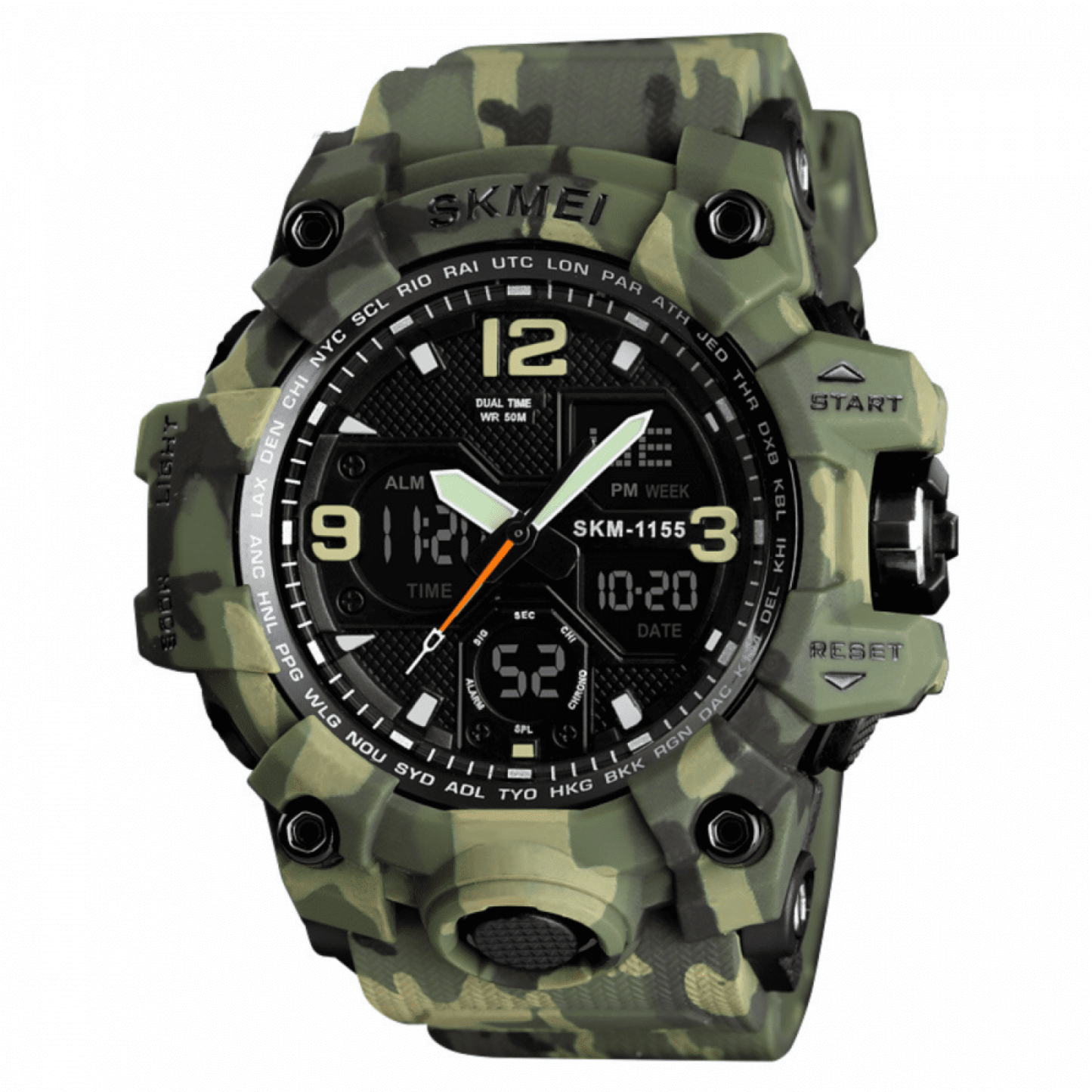 SKMEI 1155B Men Sports Watch Digital Chronograph Waterproof Dual Display Alarm Watch