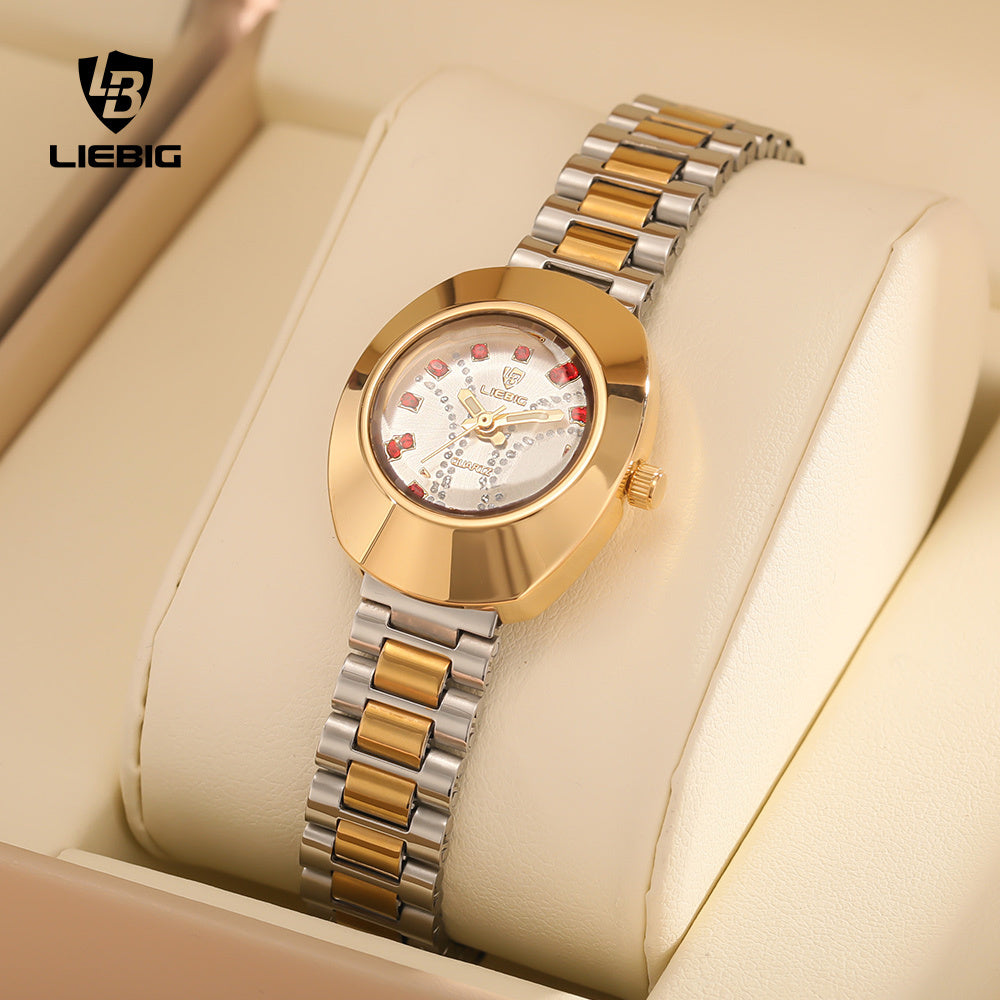 LIEBIG Watch For Women Water Proof Elegant Luxurious Mirror Stainless Steel Gold Steel Strap Couple Wrist Watch L1021