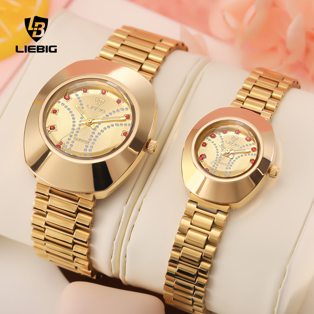 LIEBIG Watch For Women Water Proof Elegant Luxurious Mirror Stainless Steel Gold Steel Strap Couple Wrist Watch L1021